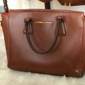 Adrienne Vittadini Brown Leather Work/Travel Tote